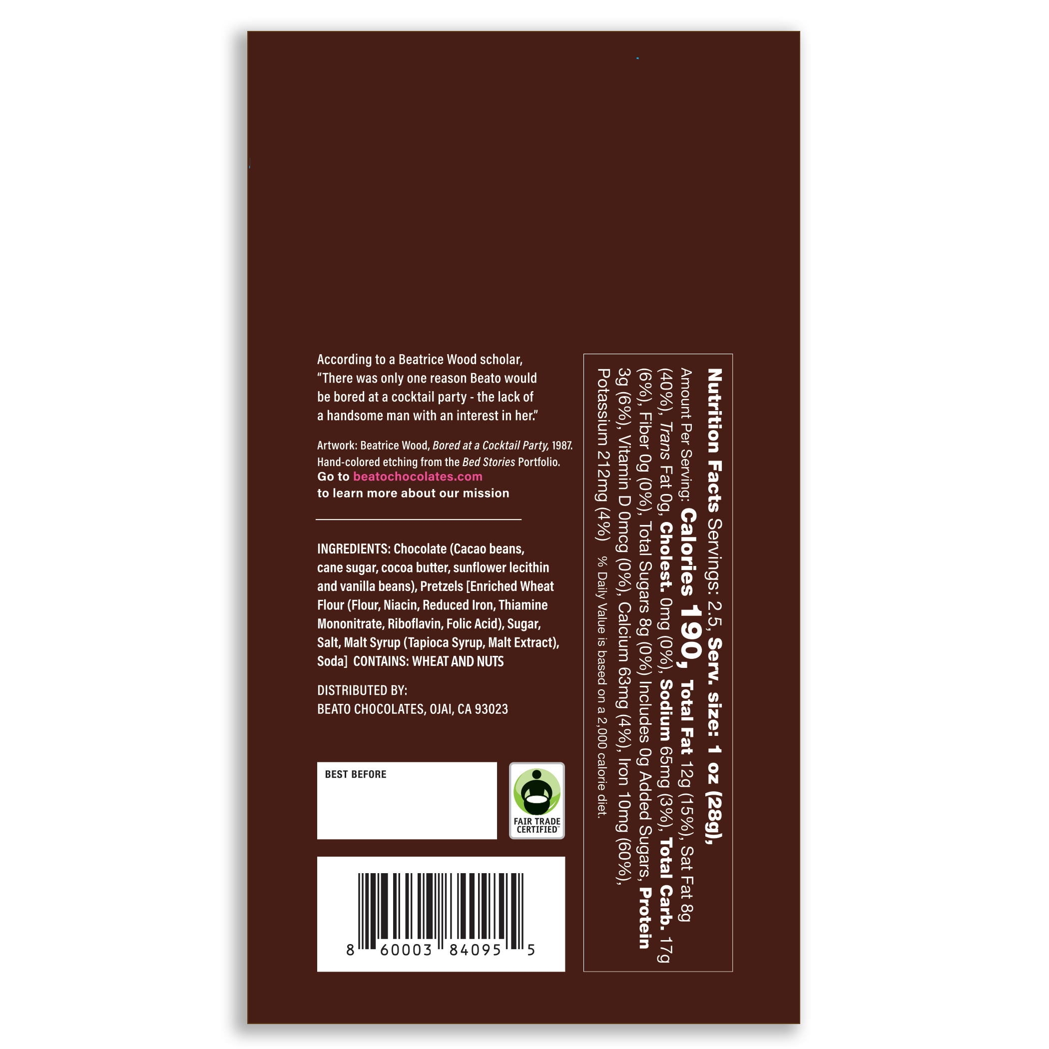 Beato Chocolates - Wholesale Chocolate Bar - Bored at a Cocktail Party Chocolate Bar (75g/2.64oz)6