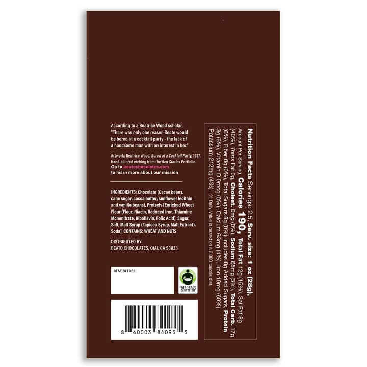 Beato Chocolates - Wholesale Chocolate bar - Bored at a Cocktail Party Chocolate Bar (75g/2.64oz)6