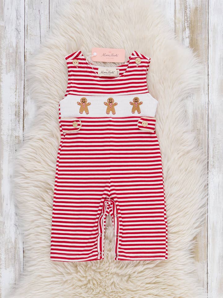Gingerbuddies Smocked Overall Romper for wholesale by Marie Nicole Clothing