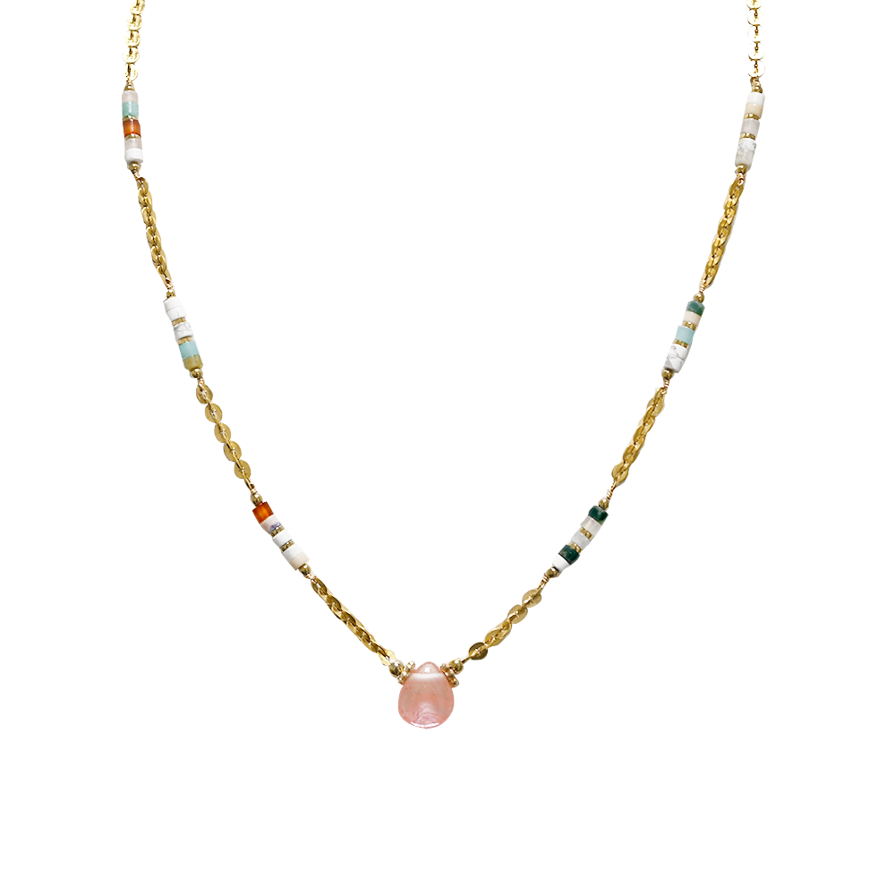 AMORINO SRL - Wholesale Beaded/Pearl Necklace - DROP NECKLACE WITH STONE BEADS - NK21124144E621
