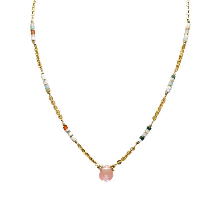 AMORINO SRL - Wholesale Beaded/Pearl Necklace - DROP NECKLACE WITH STONE BEADS - NK21124144E621