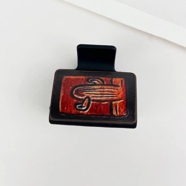 mildstyles - Wholesale Hair Clip - Women's - Western cowboy cacti PU leather square hair claw clip