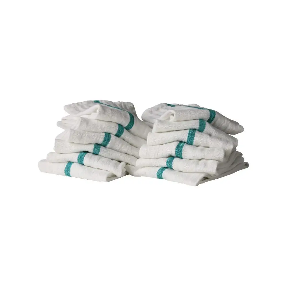 BranVx Distributors – wholesale Towel set – Protex Towels Bleach Guard Barber 15" X 26" Green Strip - 12 Pack2