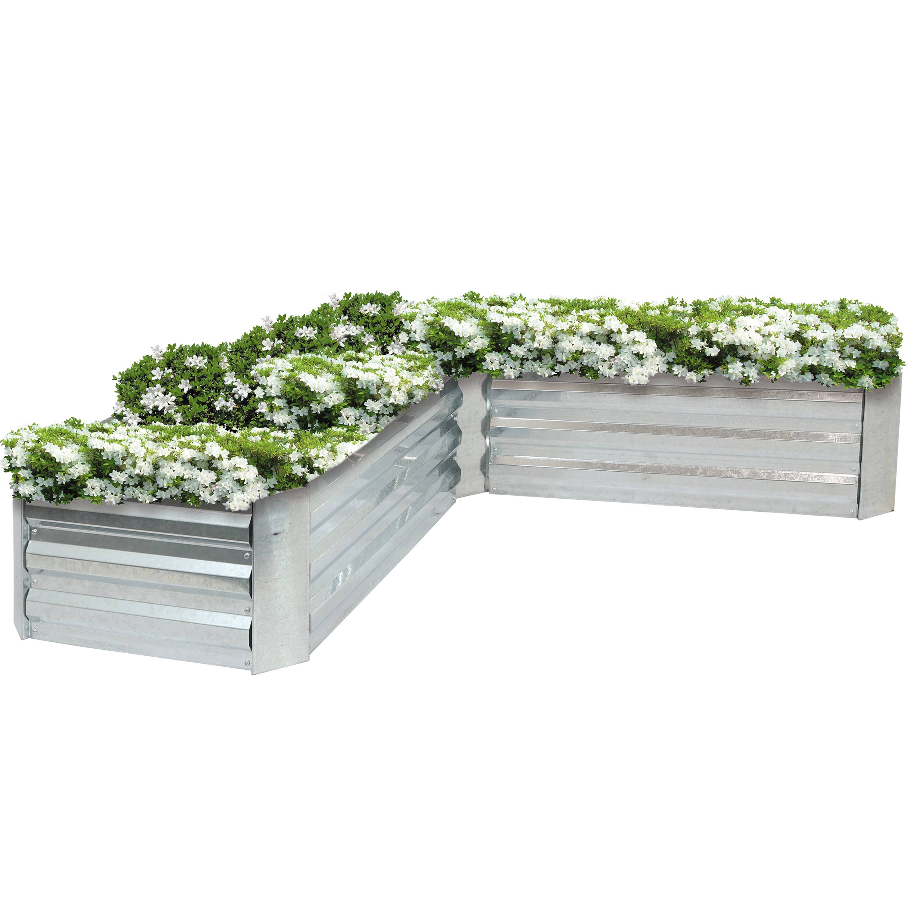 Sunnydaze Decor - Wholesale Planter Box - Steel L-Shaped Raised Garden Bed - 59.5 in - Silver6