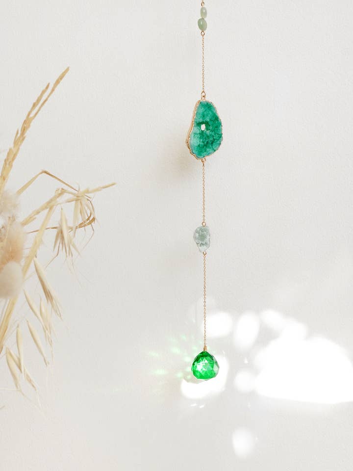 Captador de luz para ventana con cristal natural de aventurina verde y ágata, 30 cm para venta al por mayor de Xander Kostroma