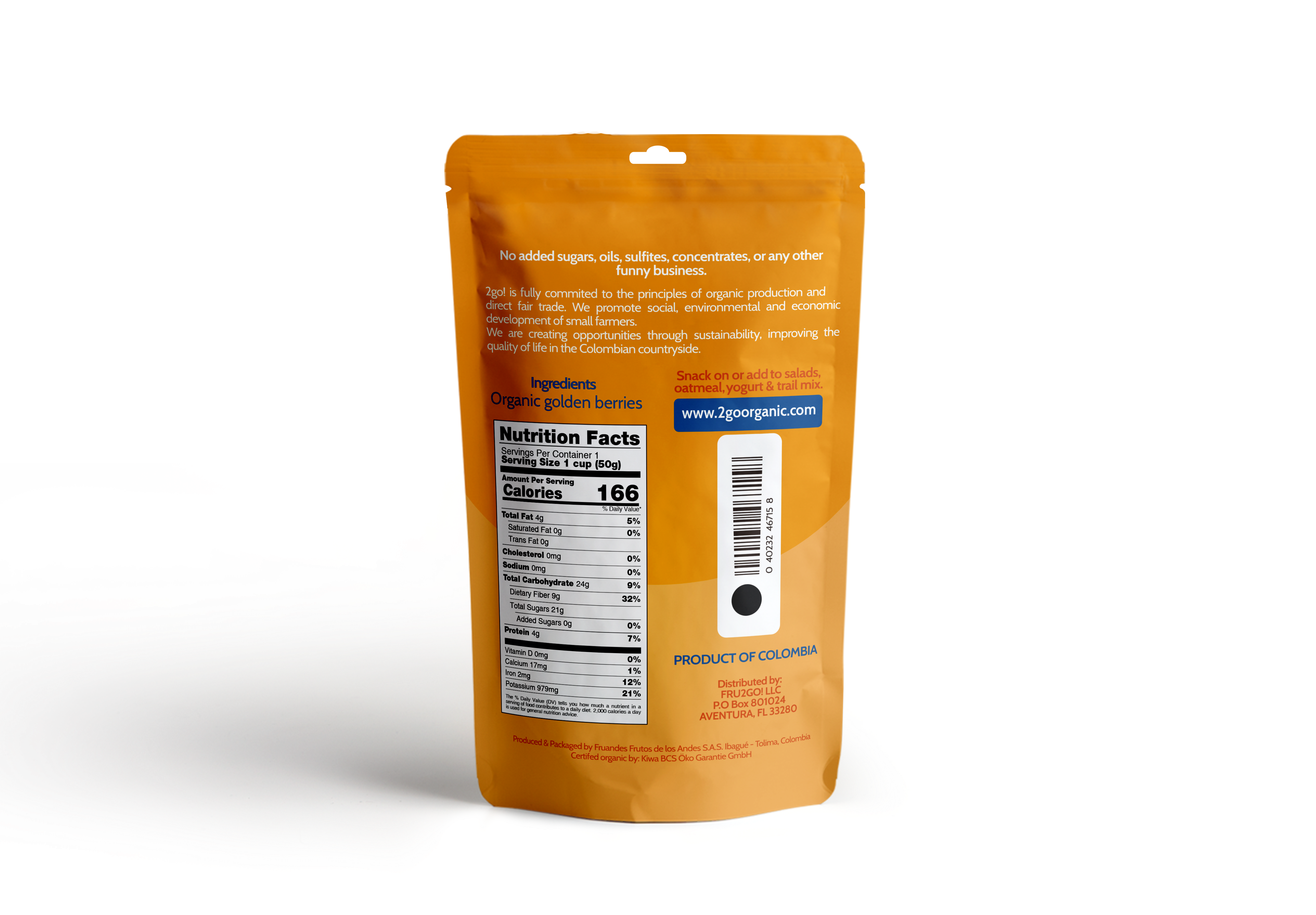 2GO! Organic Snacks - Wholesale Fruit Snacks - 2GO!® Organic Dried Goldenberries6