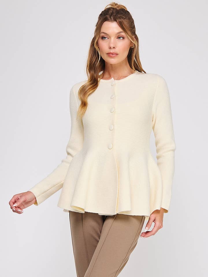 Cozy peplum cardigan sweater and other Purchase Wholesale peplum. Free Returns & Net 60 Terms on Faire trending on Faire.