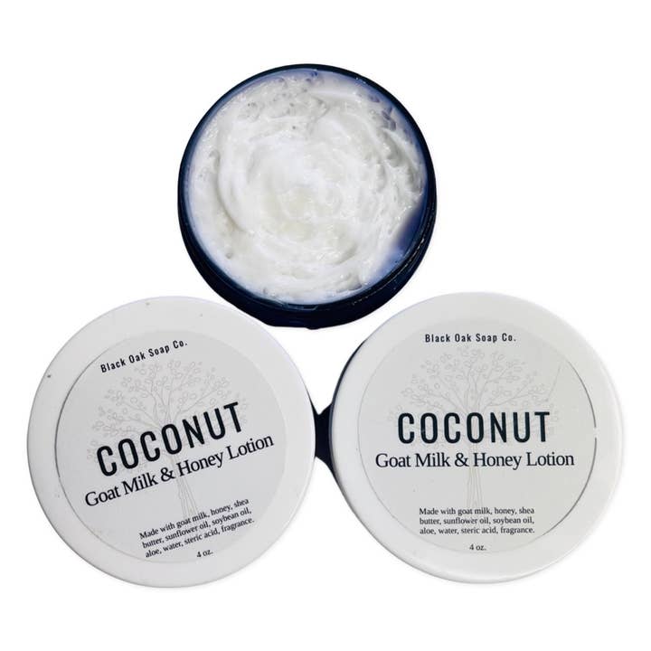 Black Oak Soap Company - Wholesale Body Cream/Lotion - Pure Hydrating Goat Milk and Honey Lotion Coconut Scented1