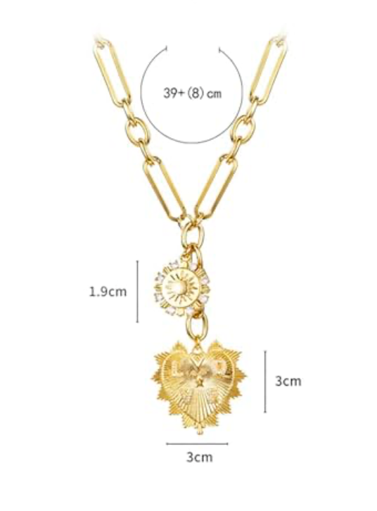HoopLa - Vente Sautoir et collier en Y - Collier lariat Charm cœur 14 carats CZ - Charm5