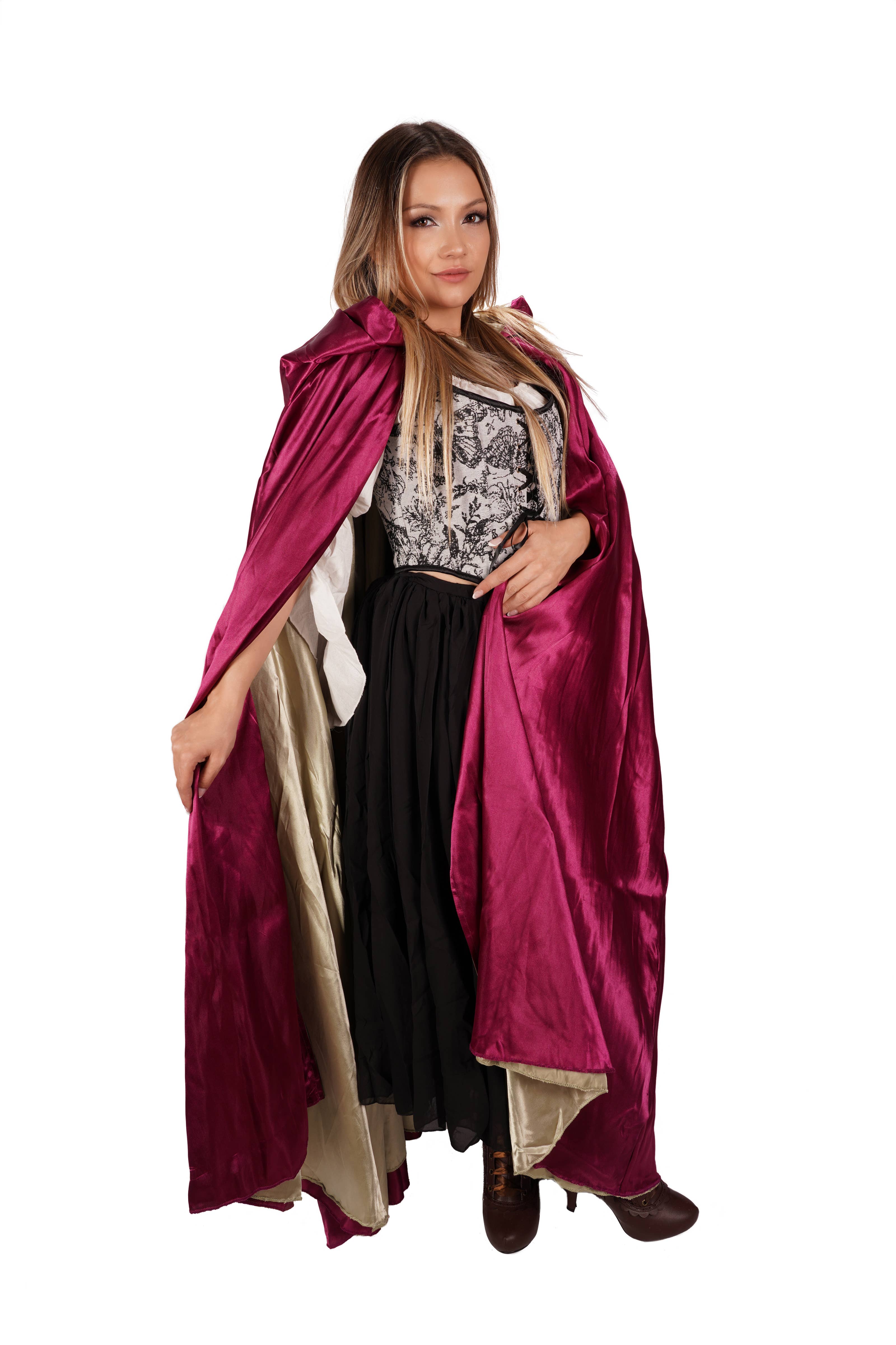 Western Fashion - Wholesale Cape - Women's - 8492 - Reversible Cape / Cloak with hood, Satin,6