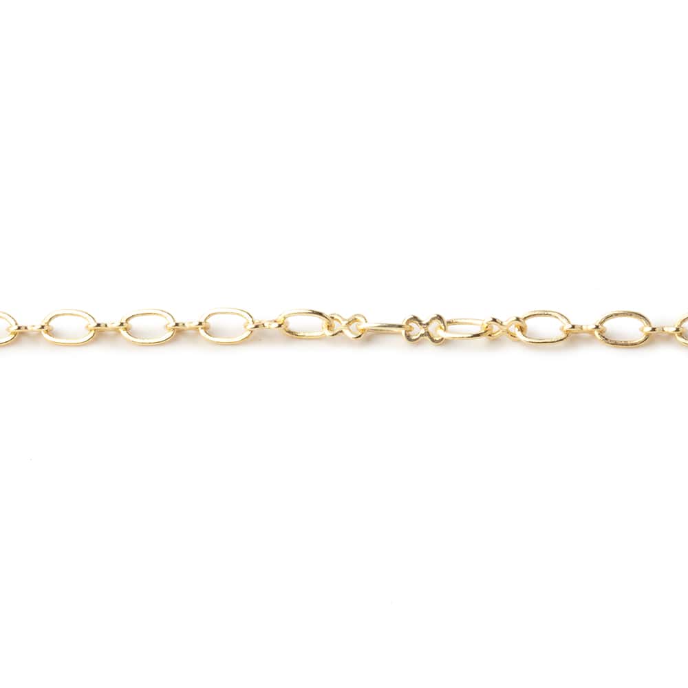 Beads of Cambay - Wholesale Link & Chain Necklace - 3 Feet - 3mm 22kt Gold plated Oval and Bowtie Link Chain1