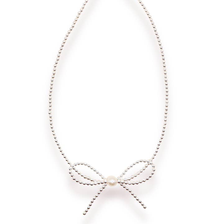Halskette mit Schleife aus Silber für den Großhandel von Beaded Blondes