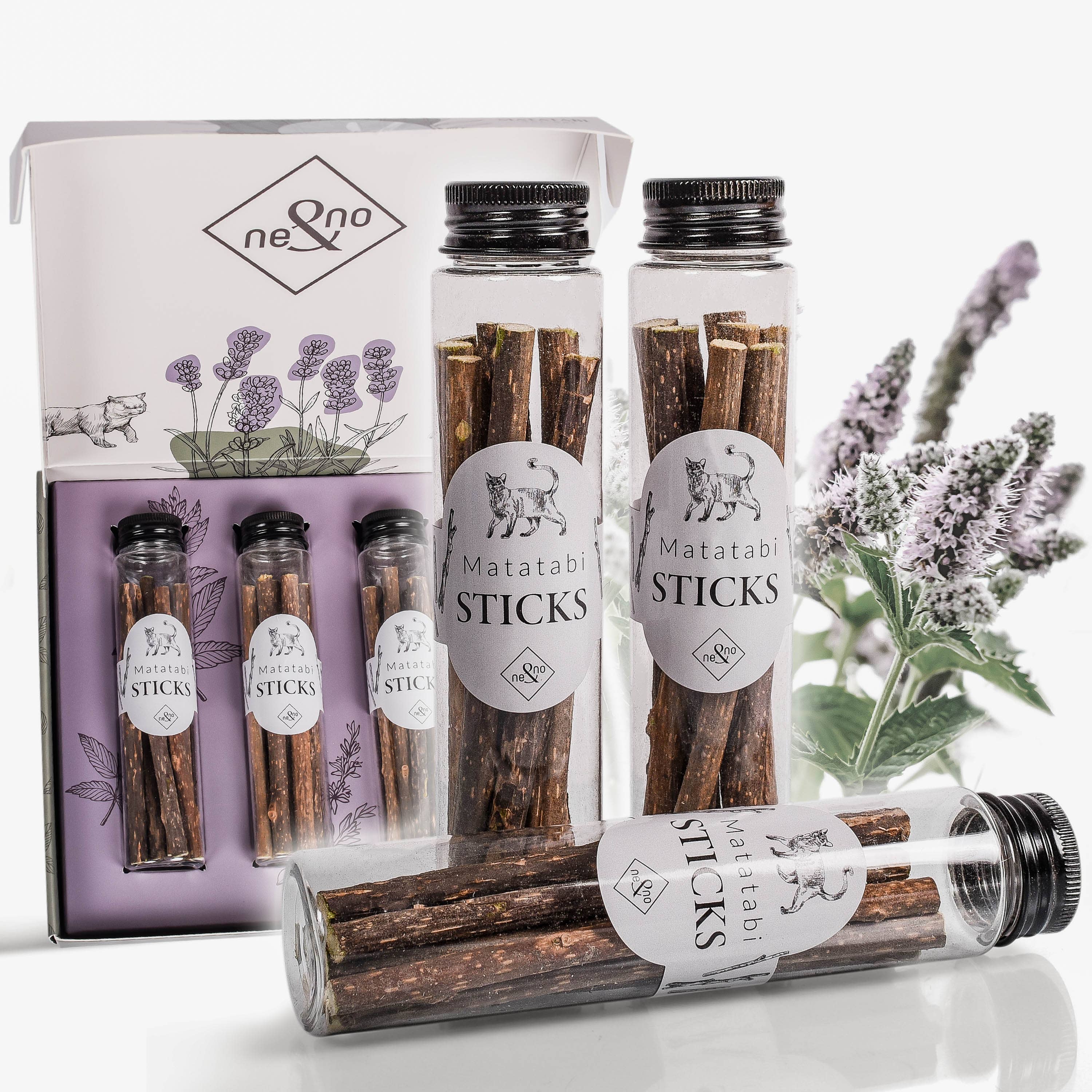 ne&no – Engroshandel Legetøj - Kat – ne&no® Matatabi pinde til katte - sæt med 3 - i gaveæske0