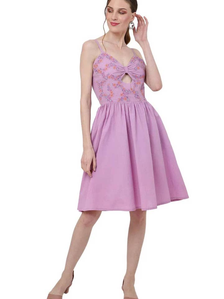 Vestido midi de mujer lila con corsé 114 para venta al por mayor de Miss Lavish London