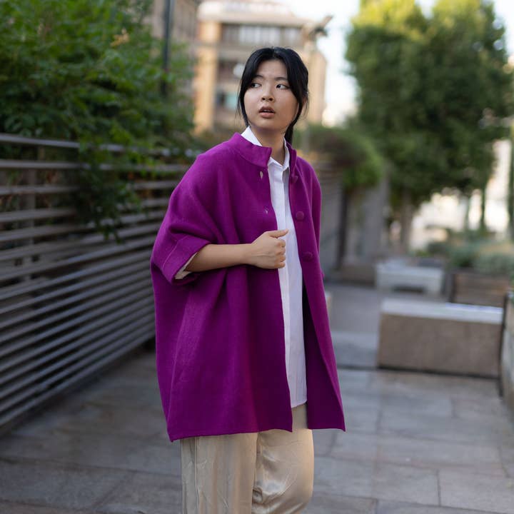 Giacca 2558 in maglia di viscosa, poliestere e nylon per la vendita all'ingrosso da parte di Cecile Wang