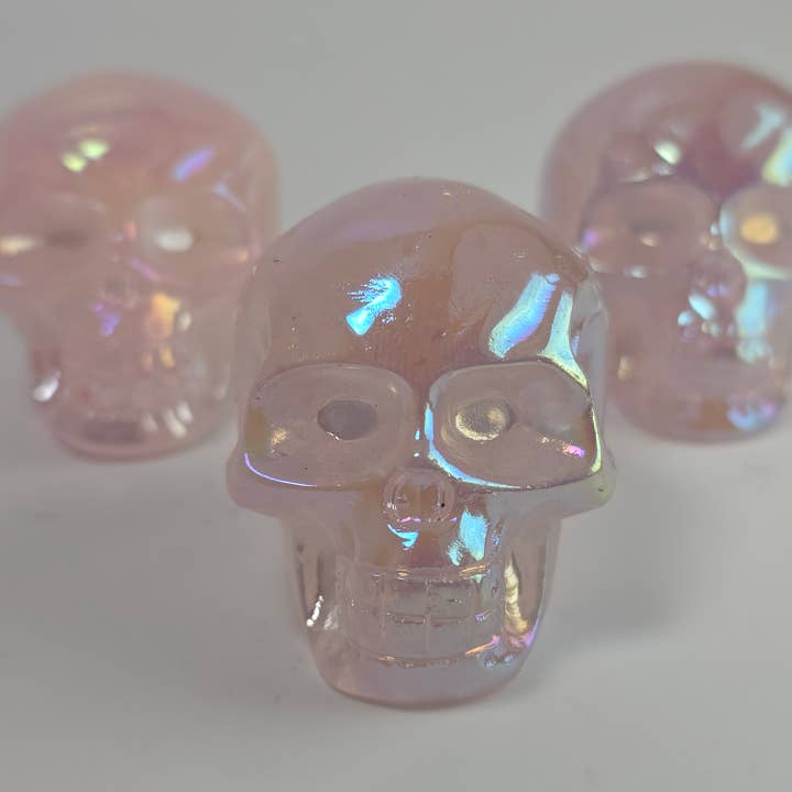 Caveira de Quartzo Rosa Aura ~ Esculturas de Cristal ~ Homem Alterado por atacado de Aquamarine Daydream Wholesale