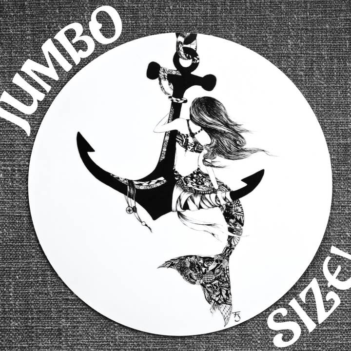 "Doodle Dreamy Mermaid" JUMBO 6" Vinyl Sticker voor wholesale door FJ Creations