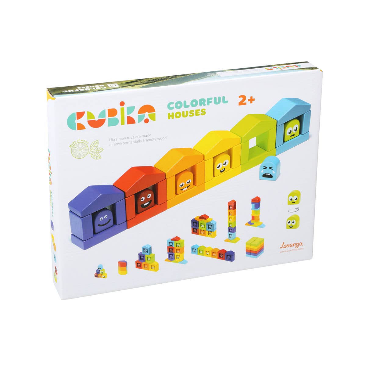 Toysmith - Wholesale Building Set - Kids - Cubika Wooden Construction Set Colorful Houses