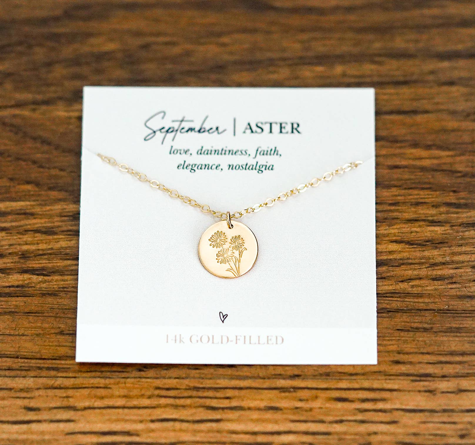 Words By Heart - Vente Colliers à pendentif - Collier disque de fleurs de naissance. REMPLI D'OR, OR ROSE, Sterling11