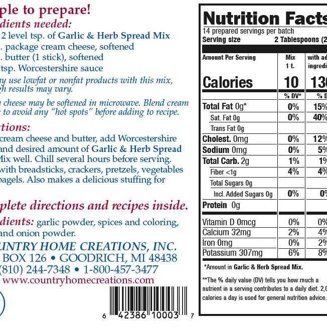 Country Home Creations - Wholesale Dip - Garlic & Herb Spread Mix2