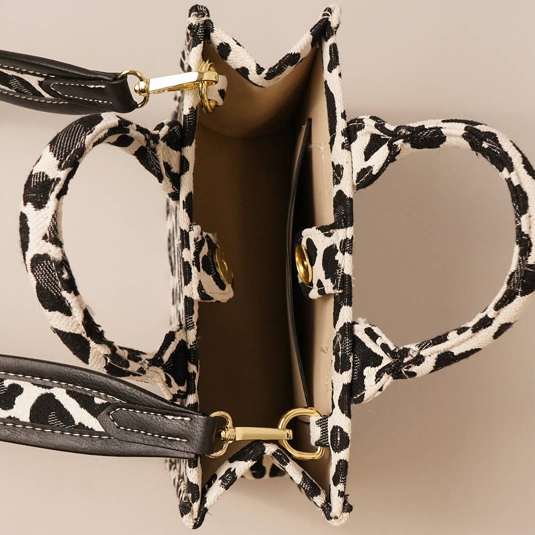 Fashion City – Sacola - Mulher por atacado – Bolsa Mini Tote com Estampa de Onça e Alça Removível5