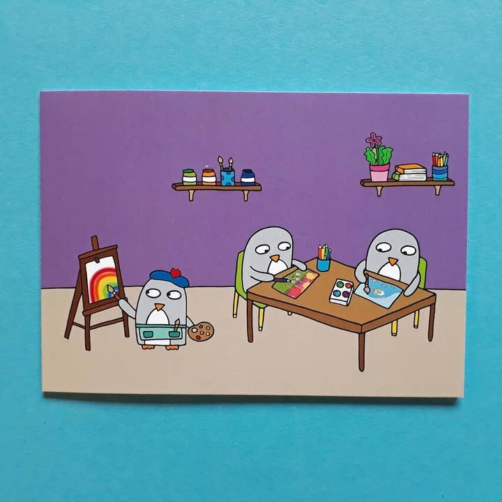 Penguin Art Class Teacher Card for wholesale by Penguin Parade