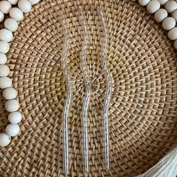 Curly Tailed Designs - Wholesale Drinking Straw - Colored Wavy Glass Straws for 16oz/8in Libbey Can Glass0