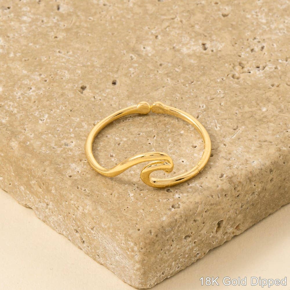 Anarchy Street - Wholesale Band/Stacked Ring - Gold Dipped Wave Cutout Adjustable Ring2