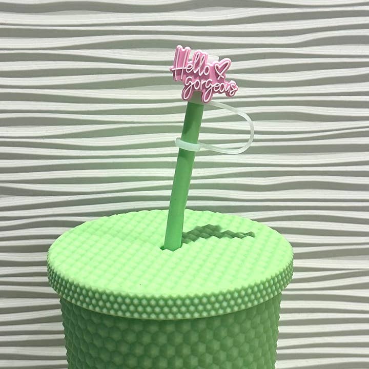 iconic mi - Wholesale Drink Topper - Straw Cover Hello Gorgeous Light Pink 7mm1