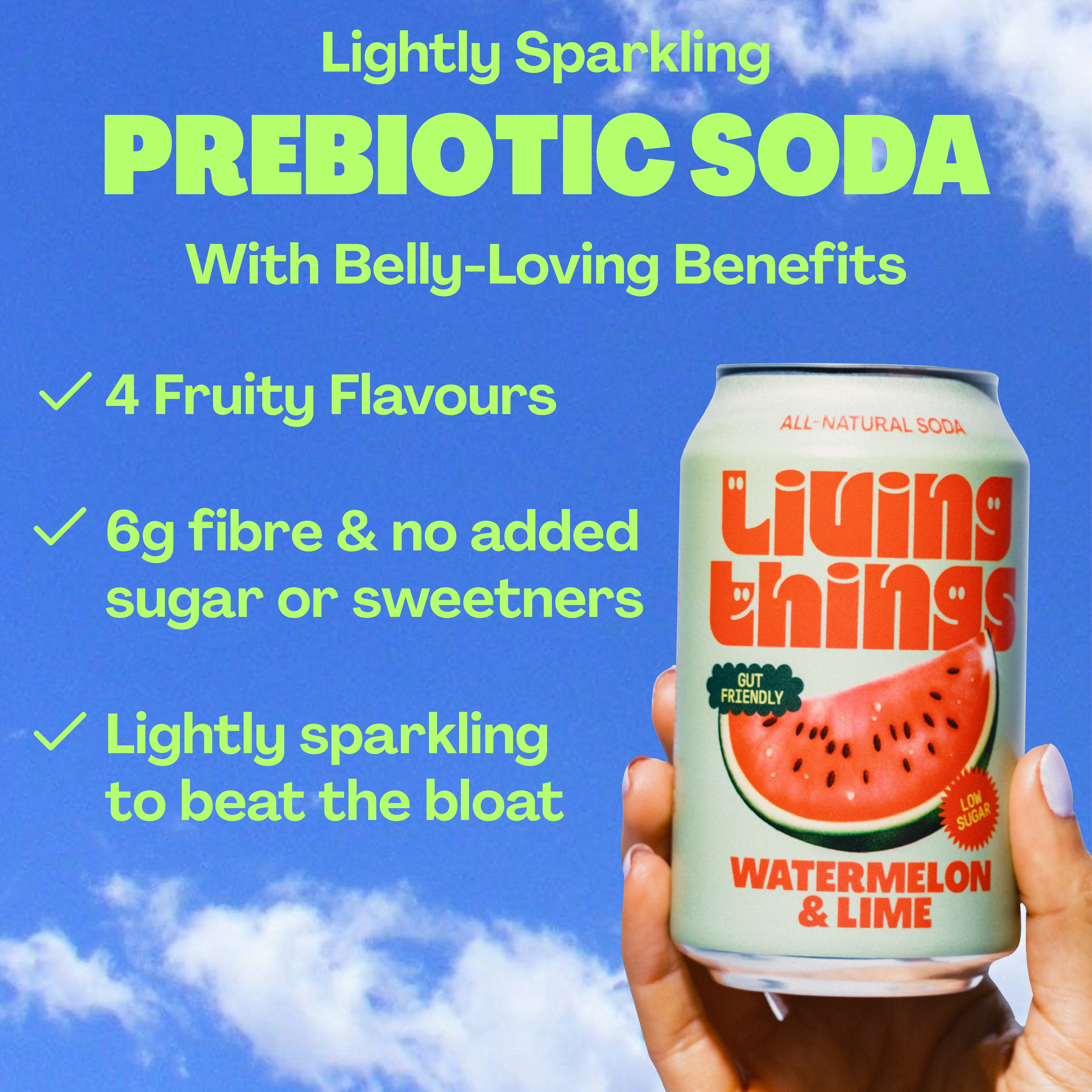 Living Things – wholesale Soda/carbonated drink – Watermelon & Lime Prebiotic Soda - Living Things 3