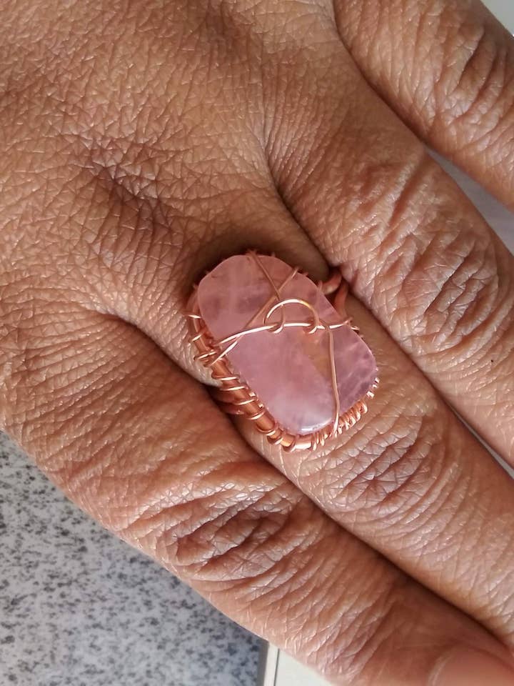 Rose Quartz Ring 08 for wholesale by Twisted Rose Metal