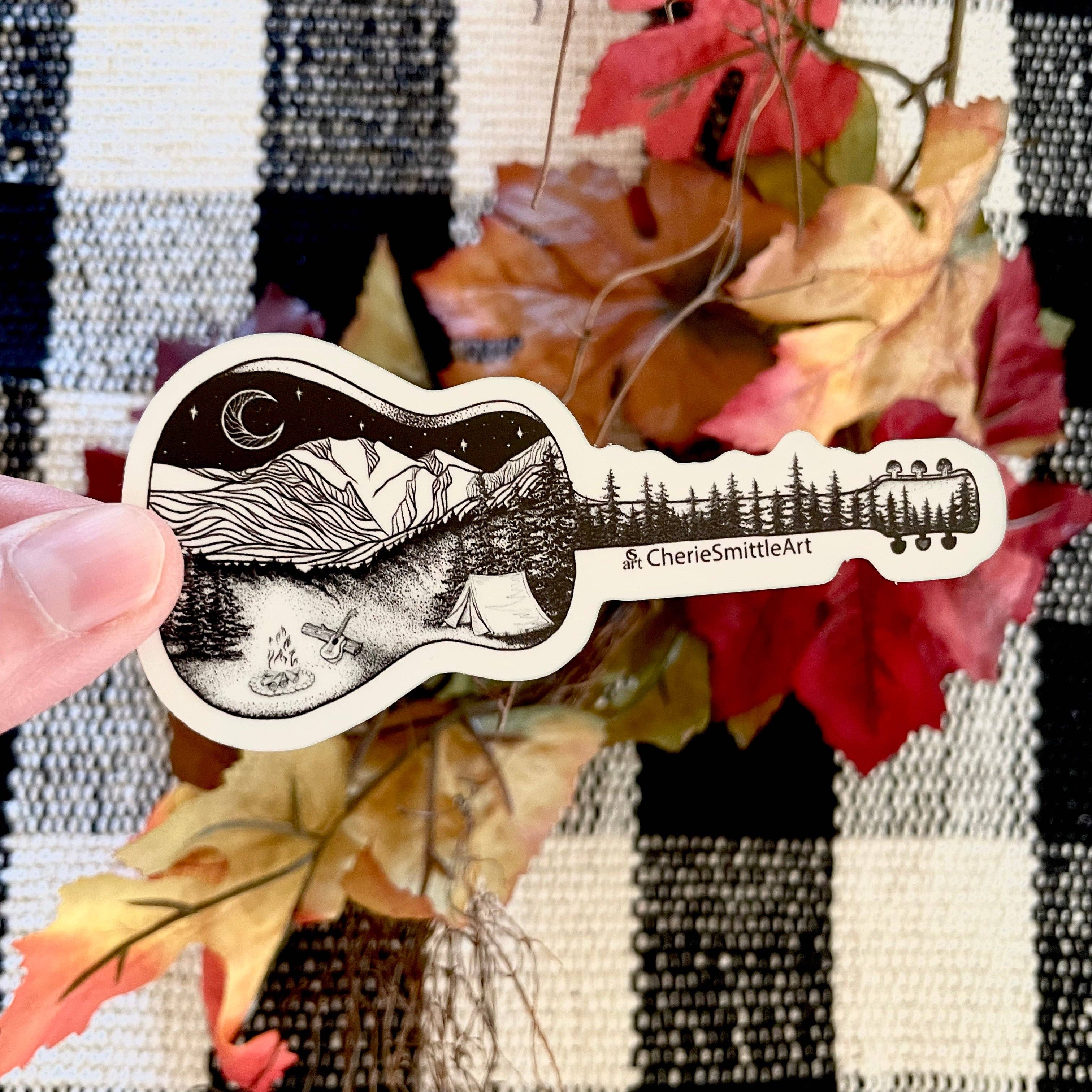 CherieSmittleArt - Wholesale Sticker - Camp Acoustic Guitar Sticker6