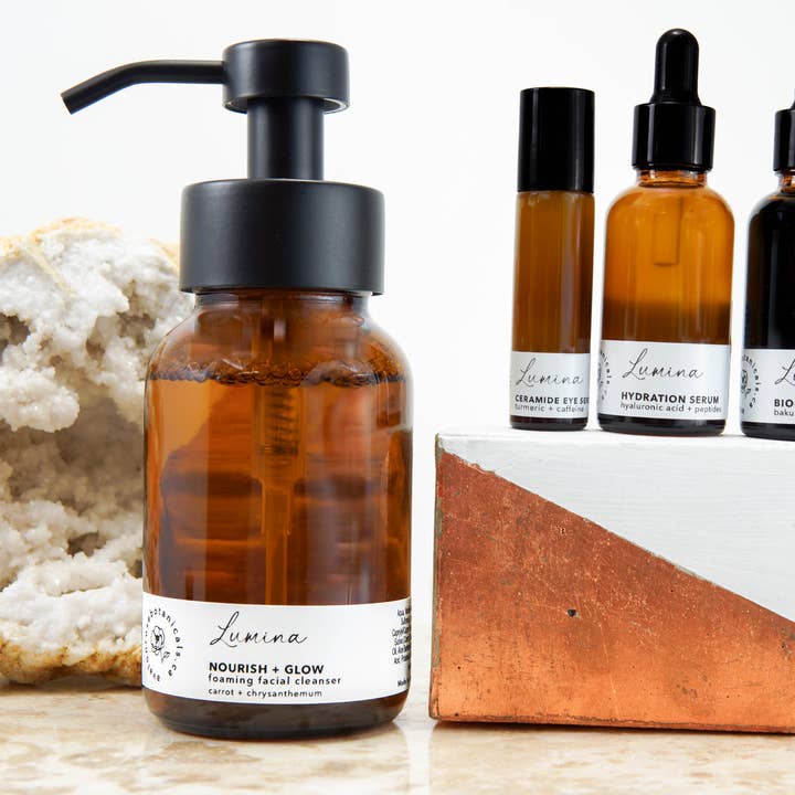 LUMINA • Serum Trio + Cleanser • 4 pc skincare starter kit for wholesale by Avalon Rose Botanicals