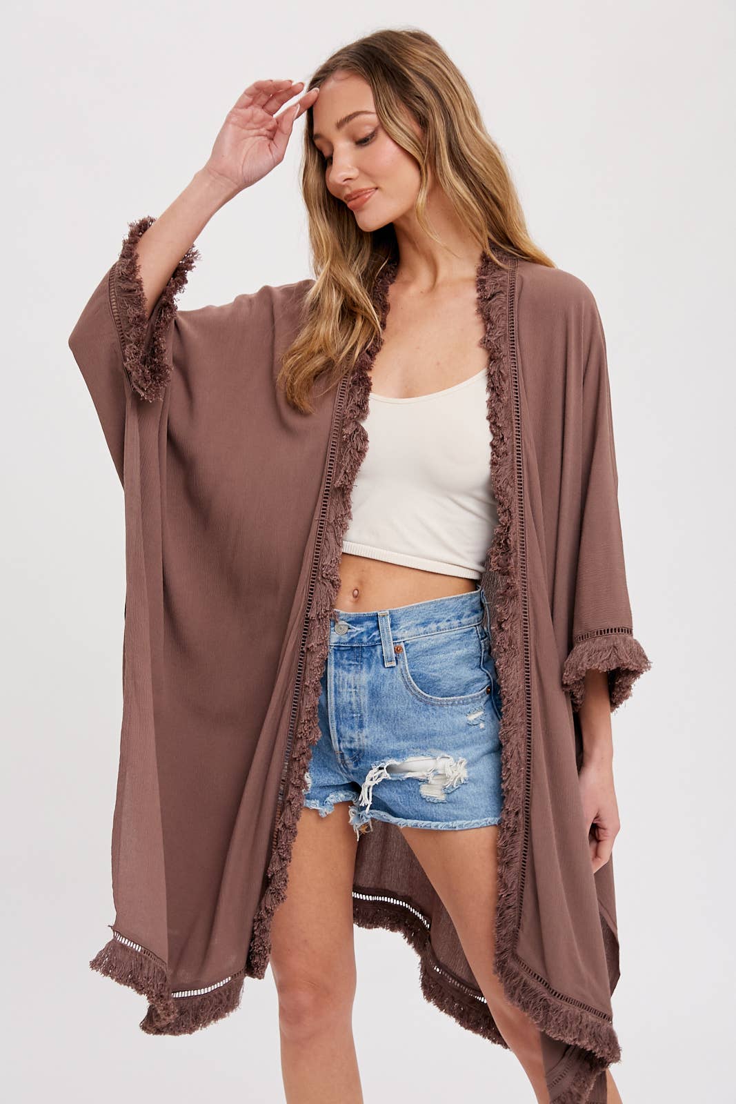 Bluivy - Vente Kimono – femme - kimono ample avec franges3