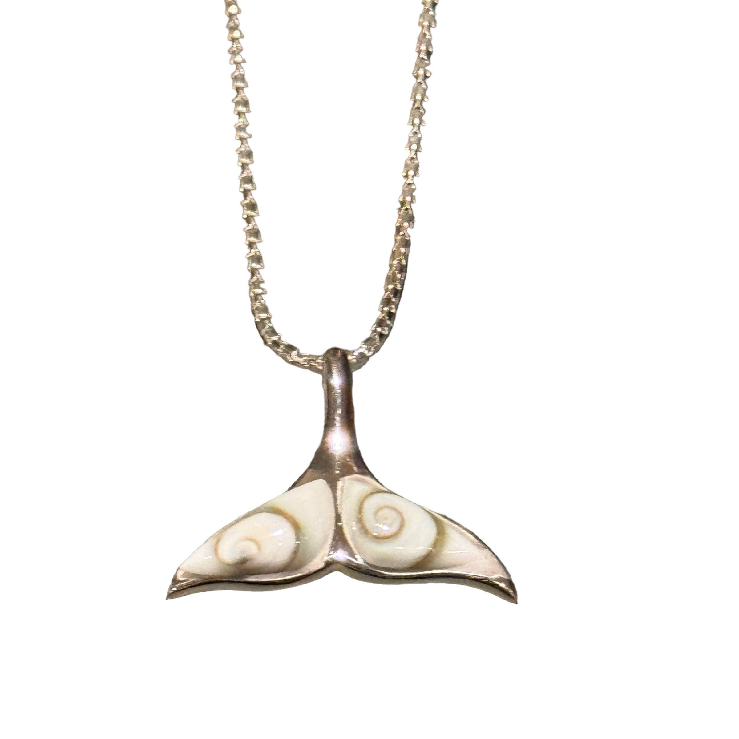 Jackie Gallagher Designs - Handmade Coastal Jewelry - Wholesale Pendant/Charm Necklace - Shiva Shell Whale Tail, sterling silver1