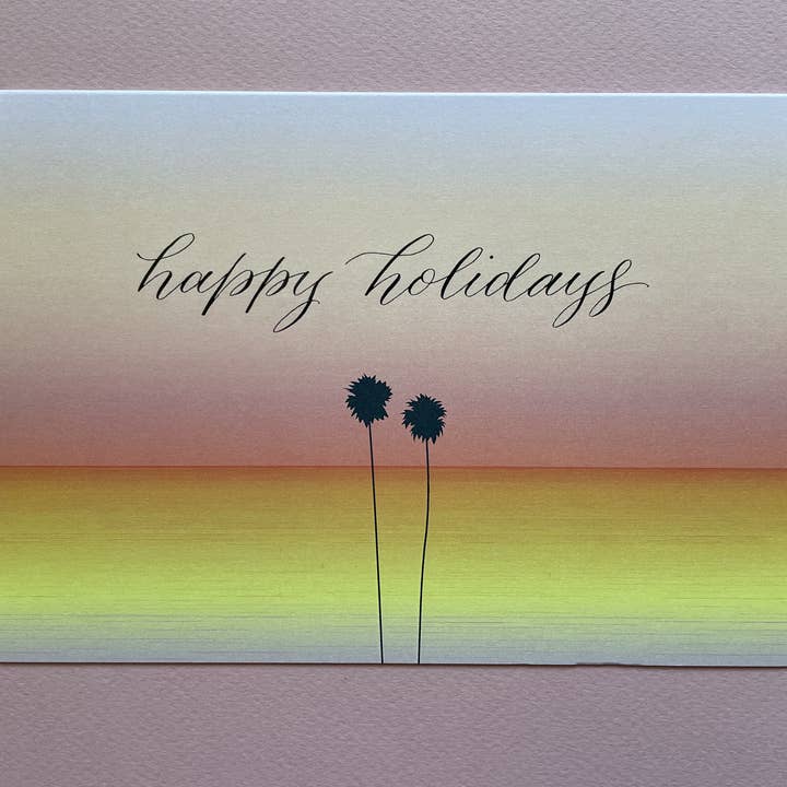 Calligraphy Card | Happy Holidays LA Pink Gradient Calligraphy for wholesale by everybuddy