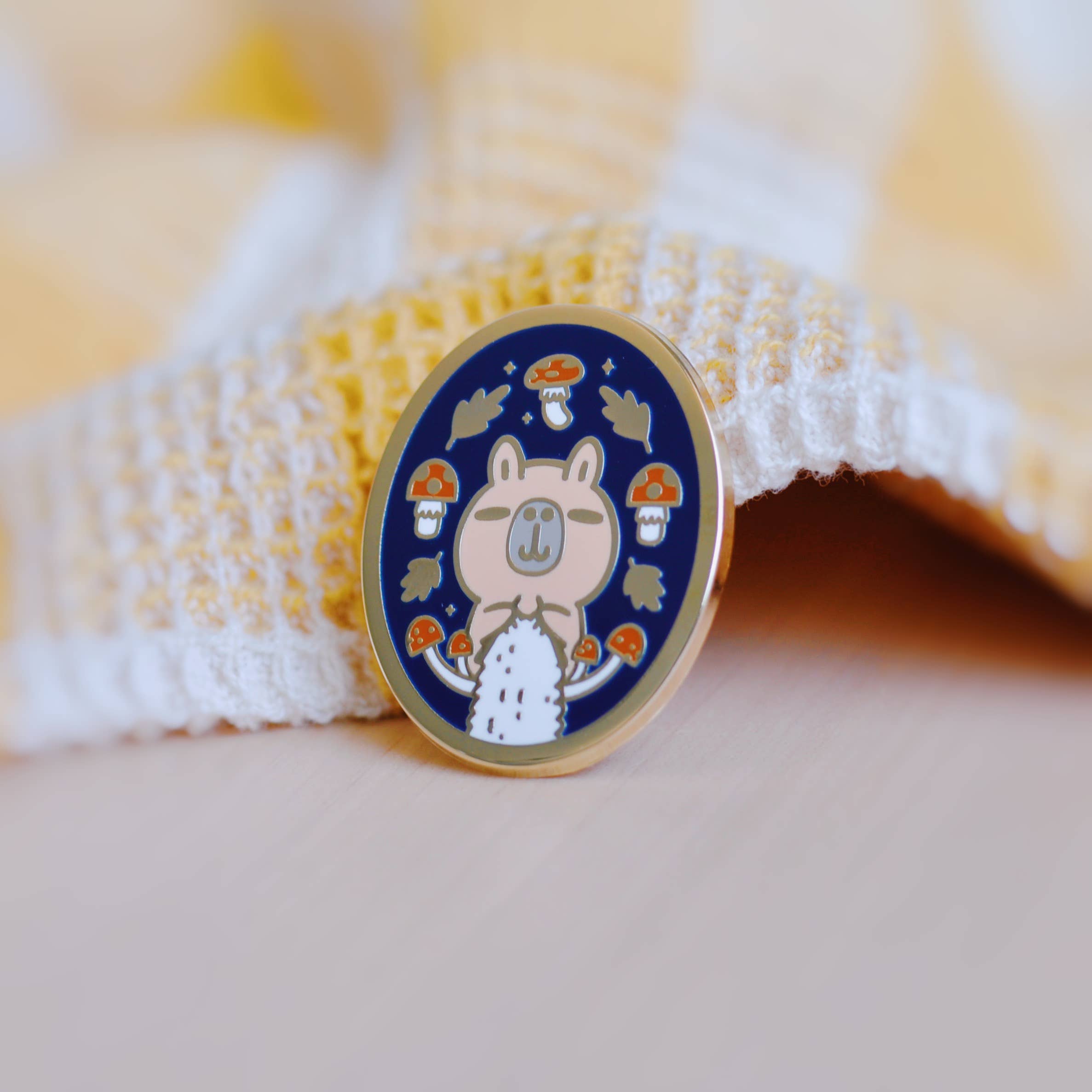 Noristudio - Wholesale Lapel Pin/Button - Knitting Moonch Enamel pin, Fall Theme, Limited Edition