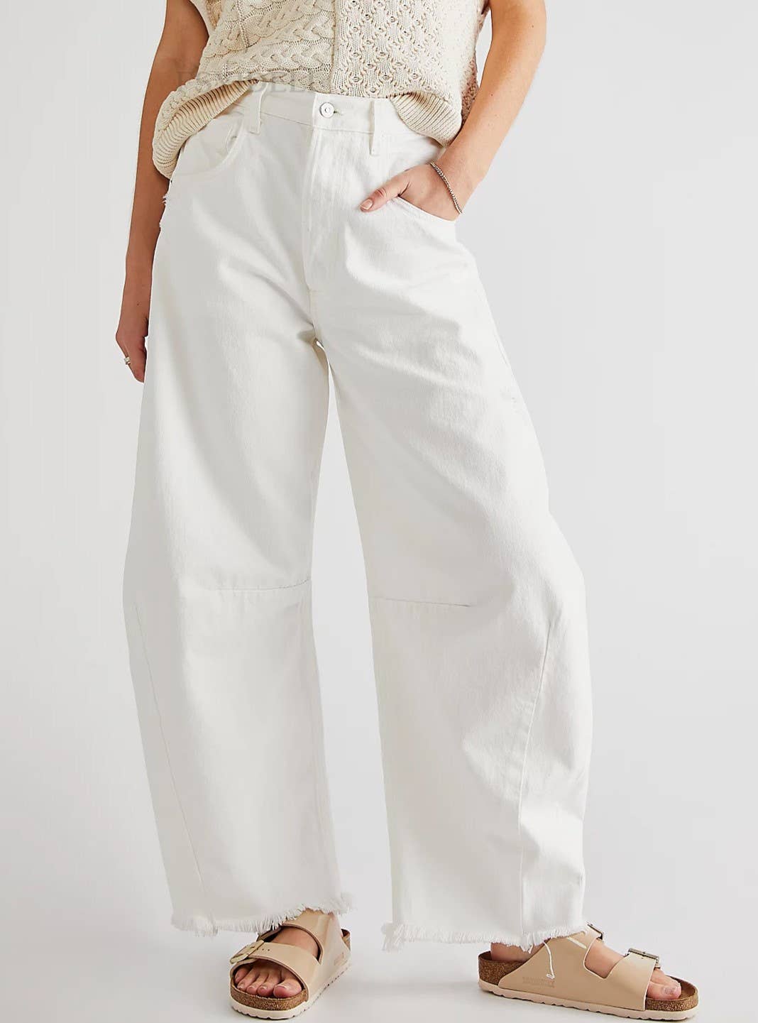 HIDDENBRAND - Wholesale Jeans - Women's - Raw-Edged Panelled Wide-Leg Straight-Leg Jeans7