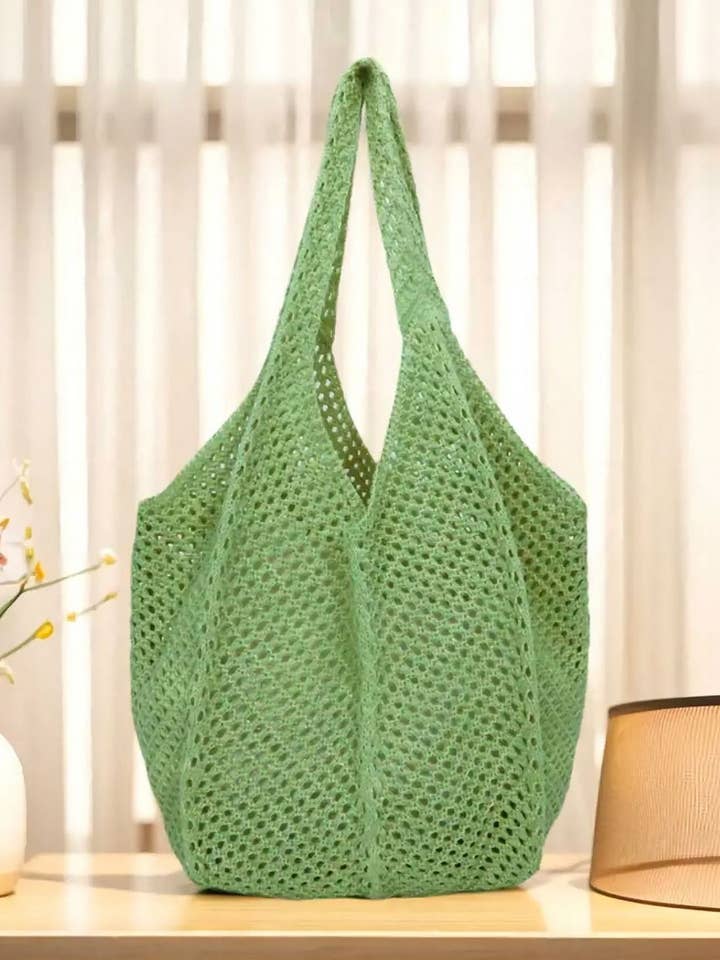 CWAB4570_SOLID COLOR OPENWORK STRAW KNIT TOTE BAG for wholesale by NINEXIS