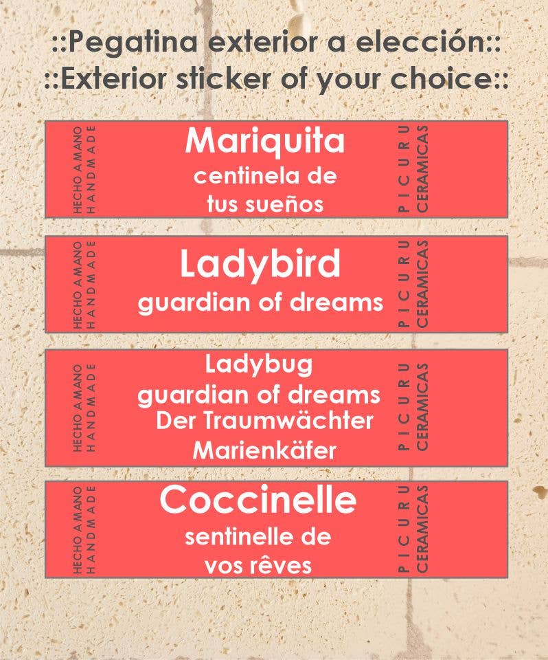 Picuru ceramicas - Vente Figurine décorative - Amulette Coccinelle, Gardienne de Vos Rêves - 5 Langues3