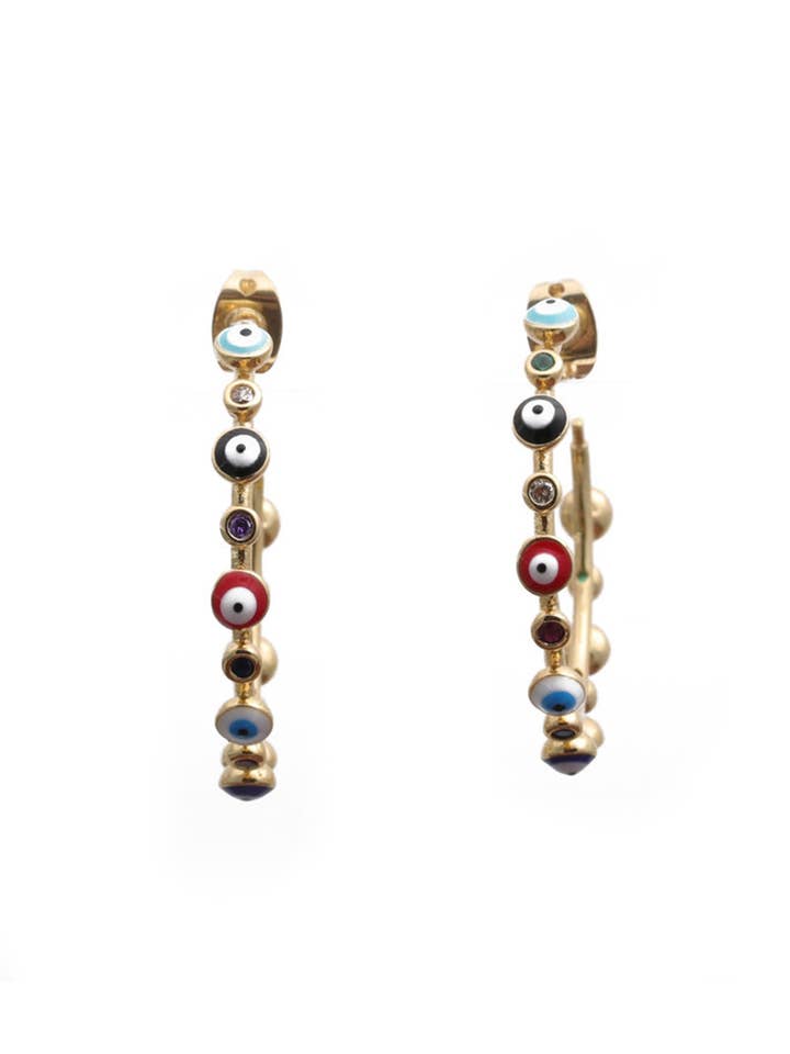 Evil Eye Bead Hoop Earrings E5598 for wholesale by Ole