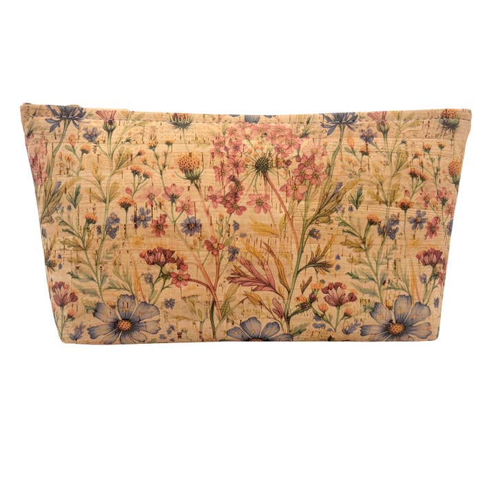 LARGE Cork Zipper Pouch | Wildflower Whimsy Print for wholesale by Natalie Therese