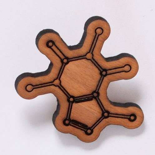 Caffeine Molecule Pin Badge for wholesale by Working Clasp