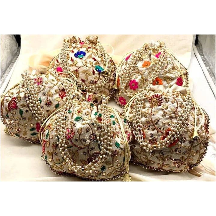 Bhawana Handicrafts - Wholesale Clutch Bag - Women's - 5 Piece Lot, Gift Potli Women Handbag Handmade Clutch Purse