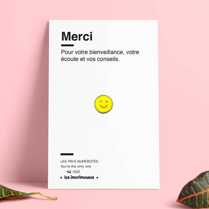 Thank you pin - Smiley - End of school year special for wholesale by LES IMPRIMEUSES