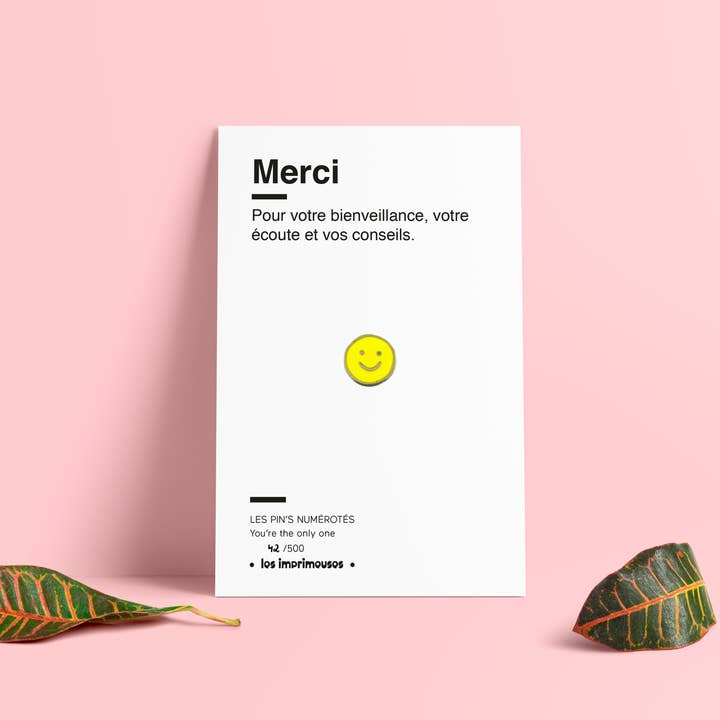 LES IMPRIMEUSES - Wholesale Brooch - Thank you pin - Smiley - End of school year special