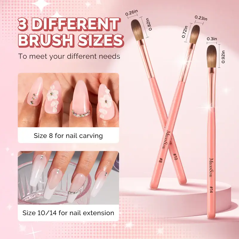 MELODYSUSIE – wholesale Nailcare set – 3Pcs Acrylic Nail Brush Set4