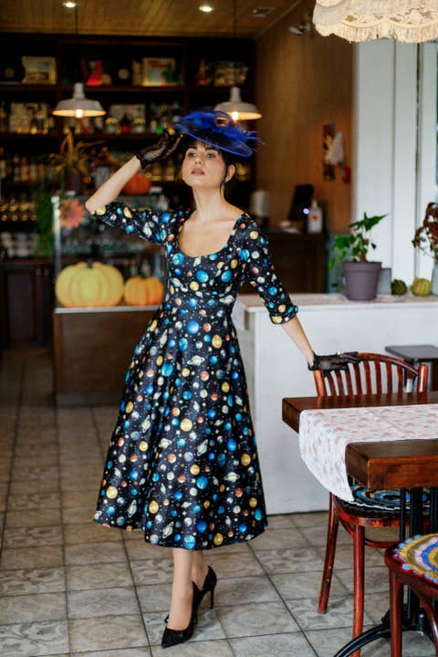 Scarlette Black and Planet Women's Quirky and Fun Dress for wholesale by Dolly & Dotty