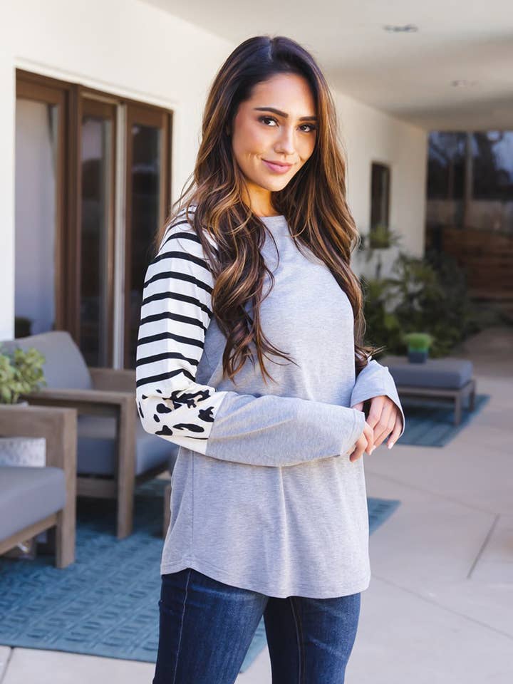 Tickled Teal - Wholesale Tunic – Women’s - Stripe Animal Print Nancy Top5