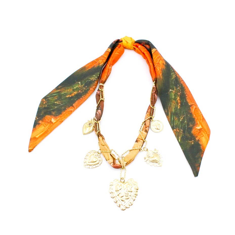 Reference Mode - Wholesale Pendant/Charm Necklace - Scarf necklace with golden charms1